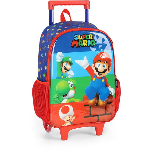 Mochila escolar com rodas, Super Mario, Vermelho, IC41382MO, Luxcel - PT 1 UN