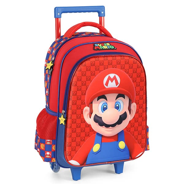 Mochila escolar com rodas, Super Mario, Azul, IC41402MO, Luxcel - PT 1 UN