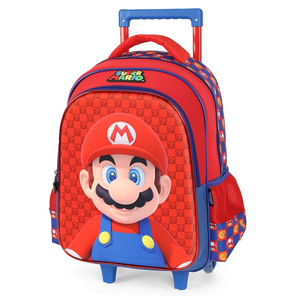 Mochila escolar com rodas, Super Mario, Azul, IC41402MO, Luxcel - PT 1 UN