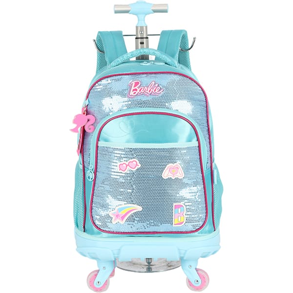 Mochila Escolar com Rodinhas Barbie Mattel Azul MC47702BB Luxcel - PT 1 UN