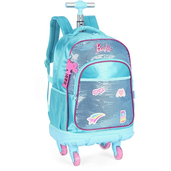 Mochila Escolar com Rodinhas Barbie Mattel Azul MC47702BB Luxcel - PT 1 UN