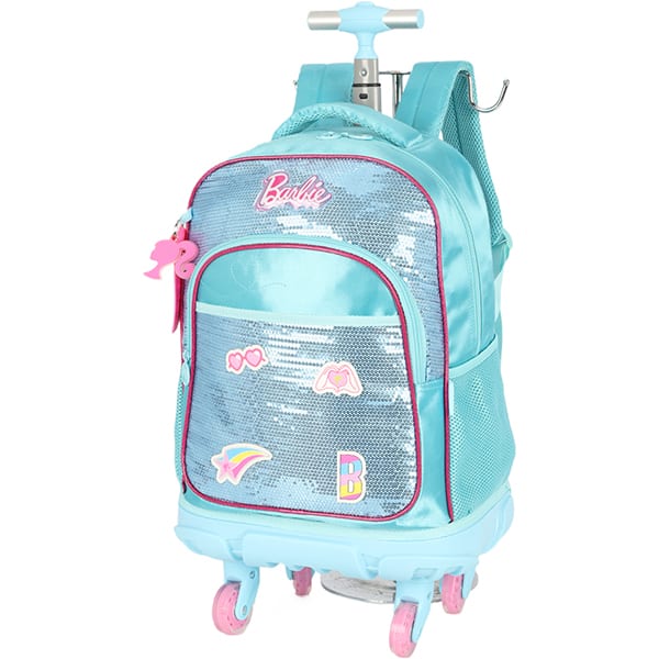 Mochila Escolar com Rodinhas Barbie Mattel Azul MC47702BB Luxcel - PT 1 UN