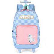 Mochila Escolar Infantil de Rodinhas Stitch Disney Azul MC47736SC Luxcel - PT 1 UN