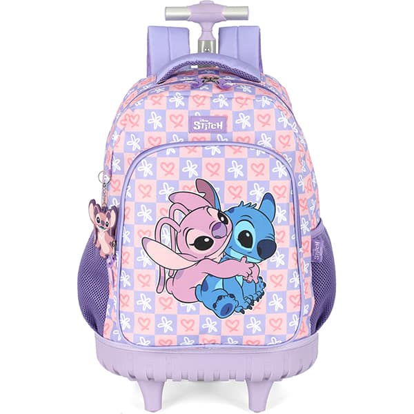 Mochila Escolar Infantil de Rodinhas Stitch Disney, MC47741SC, Luxcel - PT 1 UN