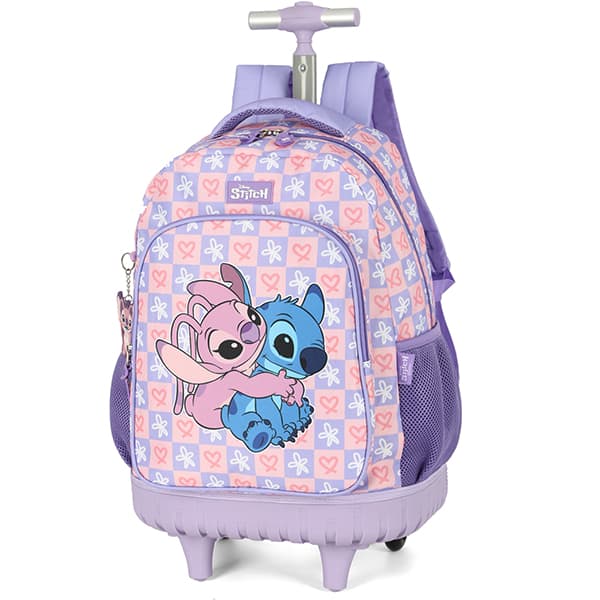 Mochila Escolar Infantil de Rodinhas Stitch Disney, MC47741SC, Luxcel - PT 1 UN