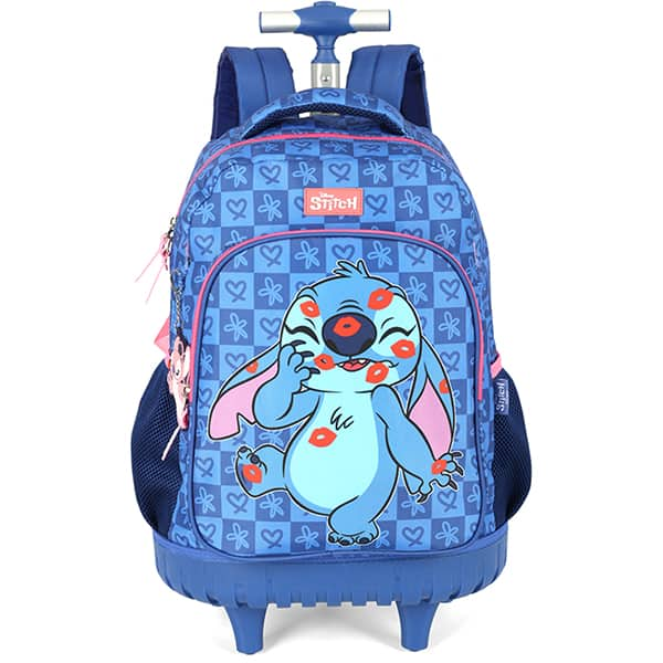 Mochila Escolar Infantil de Rodinhas Stitch Disney MC47741SC Luxcel - PT 1 UN