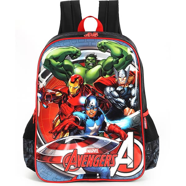 Mochila escolar em poliéster, Avengers, Preto, IS41591AG, Luxcel - PT 1 UN