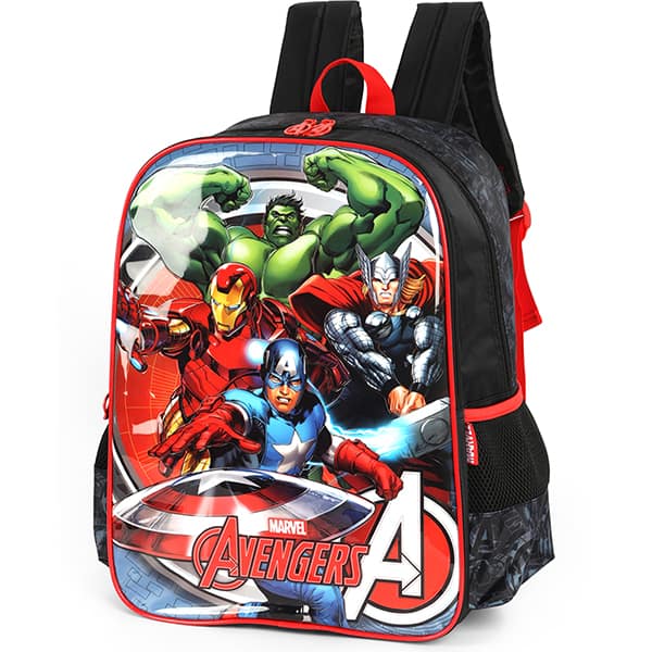 Mochila escolar em poliéster, Avengers, Preto, IS41591AG, Luxcel - PT 1 UN