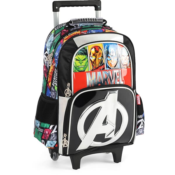 Mochila escolar com rodas, Avengers, Preto, IC41662AG, Luxcel - PT 1 UN