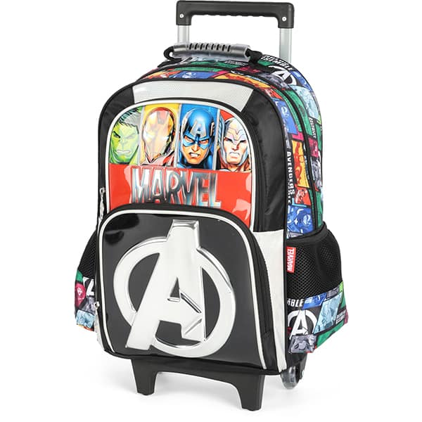 Mochila escolar com rodas, Avengers, Preto, IC41662AG, Luxcel - PT 1 UN