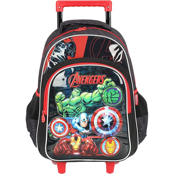 Mochila escolar com rodas, Avengers, Preto, IC41612AG, Luxcel - PT 1 UN