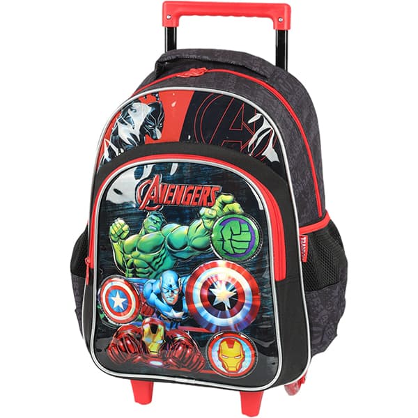 Mochila escolar com rodas, Avengers, Preto, IC41612AG, Luxcel - PT 1 UN