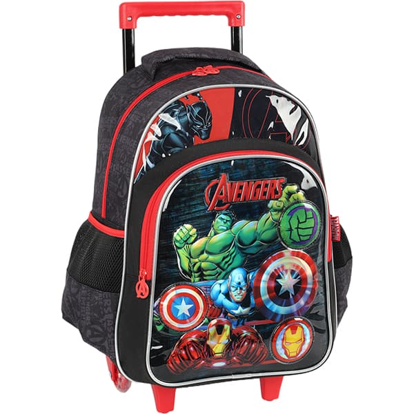 Mochila escolar com rodas, Avengers, Preto, IC41612AG, Luxcel - PT 1 UN