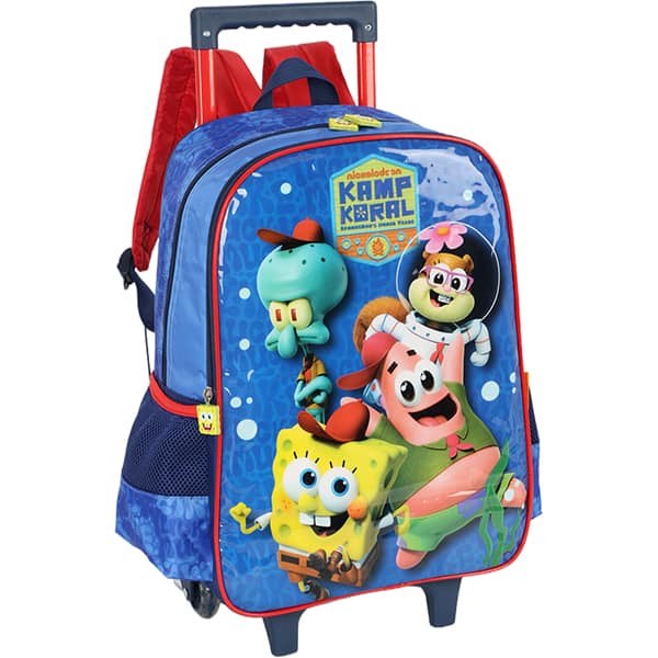 Mochila Escolar com Rodinhas Bob Esponja, IC41785BE, Luxcel - PT 1 UN