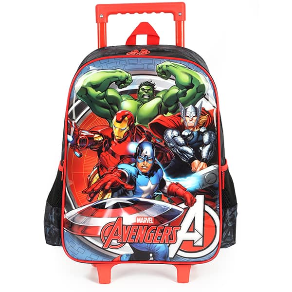 Mochila escolar com rodas, Avengers, Preto, IC41592AG, Luxcel - PT 1 UN