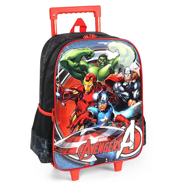 Mochila escolar com rodas, Avengers, Preto, IC41592AG, Luxcel - PT 1 UN