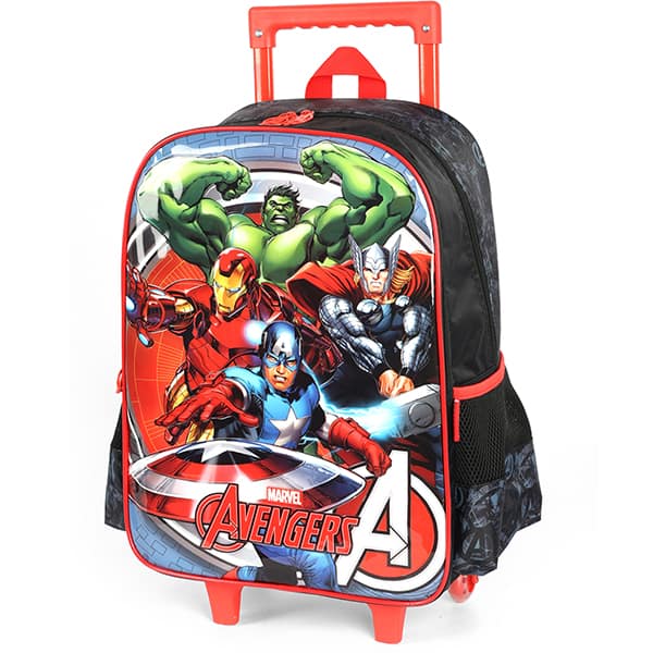 Mochila escolar com rodas, Avengers, Preto, IC41592AG, Luxcel - PT 1 UN