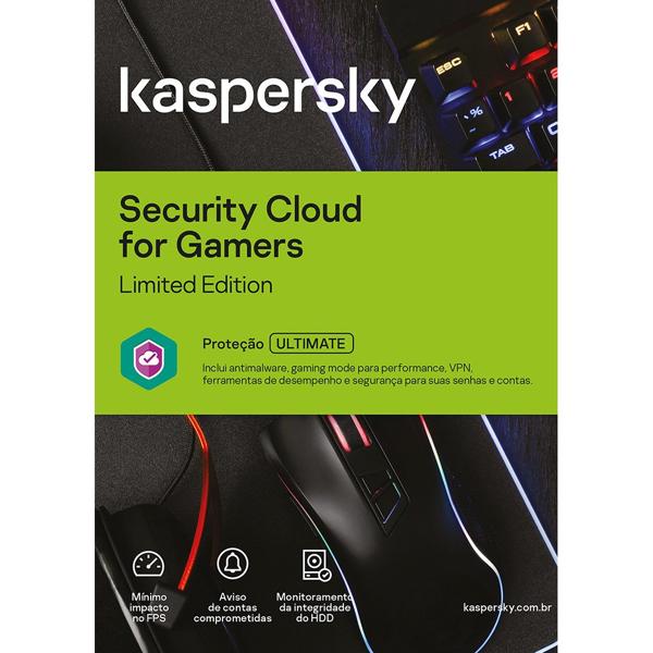 Kaspersky Antivírus Cloud for Gamers 1 dispositivo, Licença 12 meses, Digital para Download - 1 UN