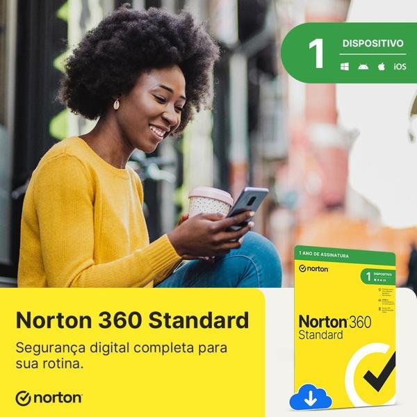 Norton Antivírus 360 Standard 1 dispositivo, Licença 12 meses, Digital para Download, Nortonlifelock UN 1 UN