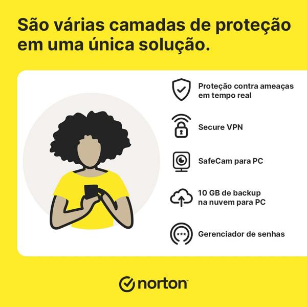 Norton Antivírus 360 Standard 1 dispositivo, Licença 12 meses, Digital para Download, Nortonlifelock 1 UN