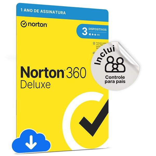 Norton Antivírus 360 Deluxe 3 dispositivos, Licença 12 meses, Digital para Download, Nortonlifelock - UN 1 UN
