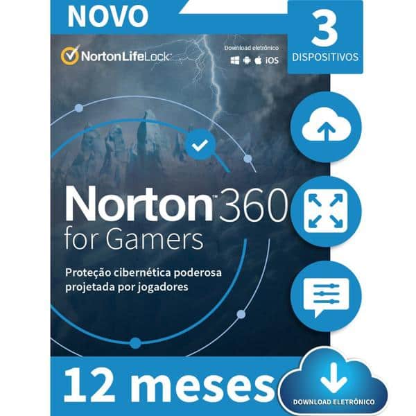 Norton Antivírus Security Gamer 3 dispositivos, Licença 12 meses,  Digital para Download, NortonLifeLock 1 UN