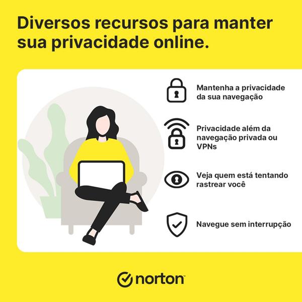 Norton Security Anti Track, 1 dispositivo, 12 meses, 21430307, Nortonlifelock - 1 UN