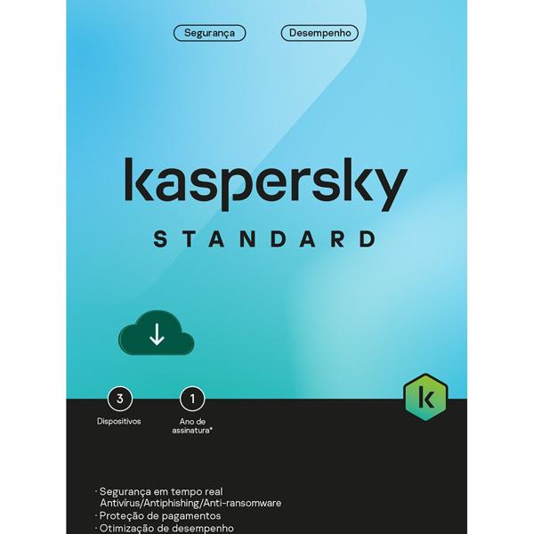 Kaspersky Antivírus Standard, 3 dispositivos, 12 meses, KL1041KDCFS, Kaspersky - 1 UN