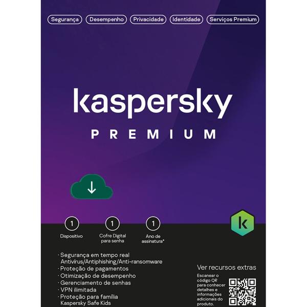 Kaspersky Antivírus Premium,1 dispositivo, 12 meses, KL1047KDAFS, Kaspersky - 1 UN