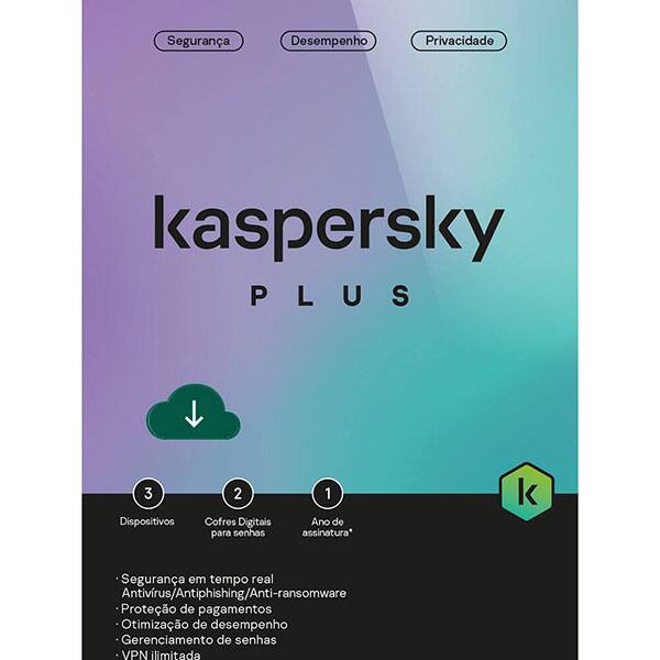 Kaspersky Antivírus Plus, 3 dispositivos, 12 meses, KL1042KDCFS, Kaspersky - 1 UN Kaspersky Antivírus Plus, 3 dispositivos, 12 meses, KL1042KDCFS, Kaspersky - 1 UN