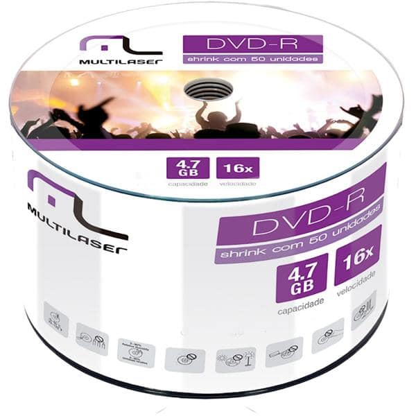 Dvd -r gravável 4.7gb 120min 16x DV061 Multi PT 50 UN