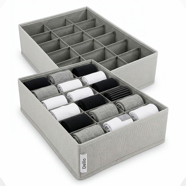 Colmeia organizadora TNT flexível com 18 divisórias, 34 x 24 x 9cm, Cinza, Dello - CX 1 UN