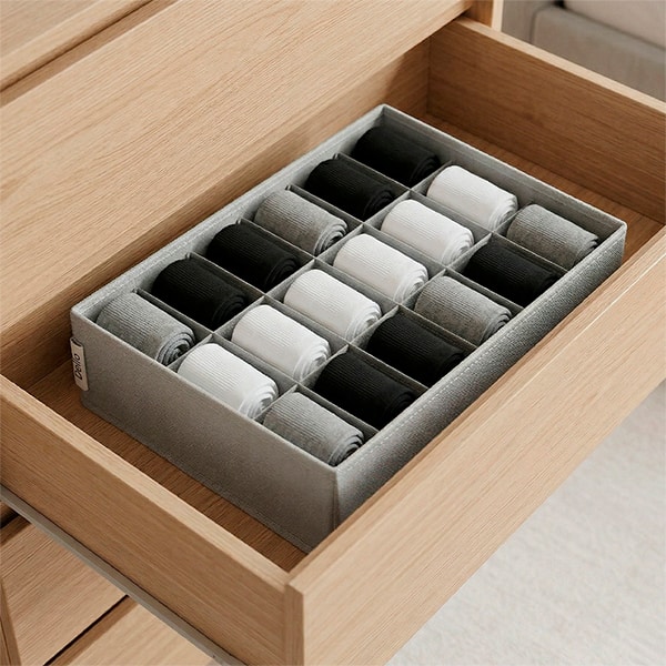 Colmeia organizadora TNT flexível com 18 divisórias, 34 x 24 x 9cm, Cinza, Dello - CX 1 UN