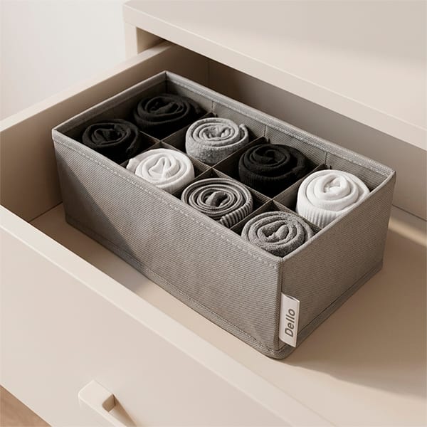 Colmeia organizadora TNT flexível com 8 divisórias, 28 x 14 x 10cm, Cinza, Dello - CX 1 UN Colmeia organizadora TNT flexível com 8 divisórias, 28 x 14 x 10cm, Cinza, Dello - CX 1 UN