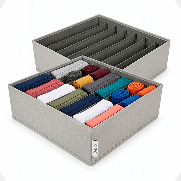 Colmeia organizadora TNT flexível com 7 divisórias, 32 x 32 x 10cm, Cinza, Dello - CX 1 UN