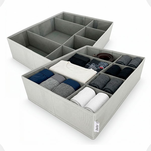 Colmeia organizadora TNT flexível com 7 divisórias, 44 x 34 x 11cm, Cinza, Dello - CX 1 UN Colmeia organizadora TNT flexível com 7 divisórias, 44 x 34 x 11cm, Cinza, Dello - CX 1 UN