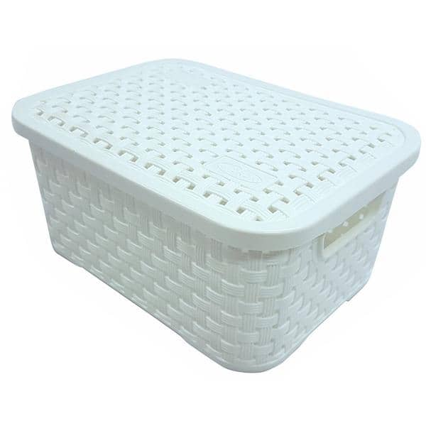 Caixa organizadora c/alças Rattan branco 2L 065/B Nitron PT 1 UN