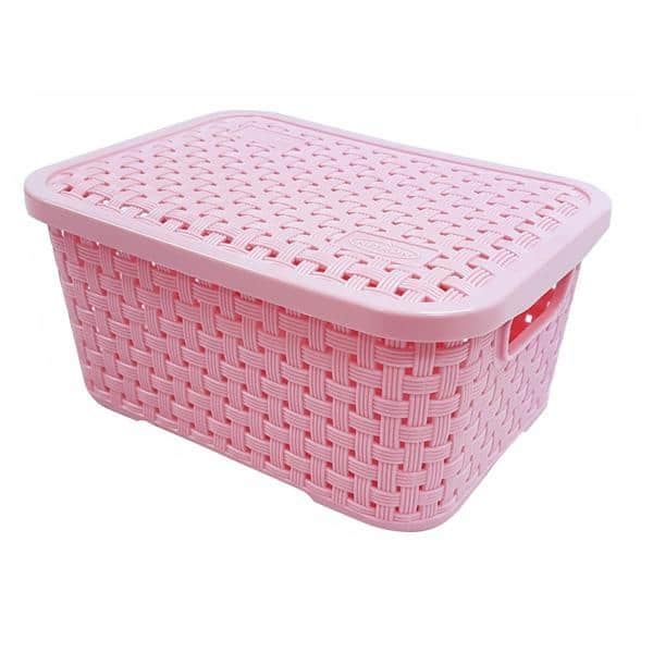 Caixa organizadora c/alças Rattan rosa baby 2L 065/RB Nitron PT 1 UN