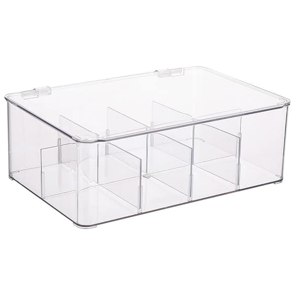 Caixa Organizadora multiuso com 8 divisórias, Cristal, UD010012, Dello - PT 1 UN