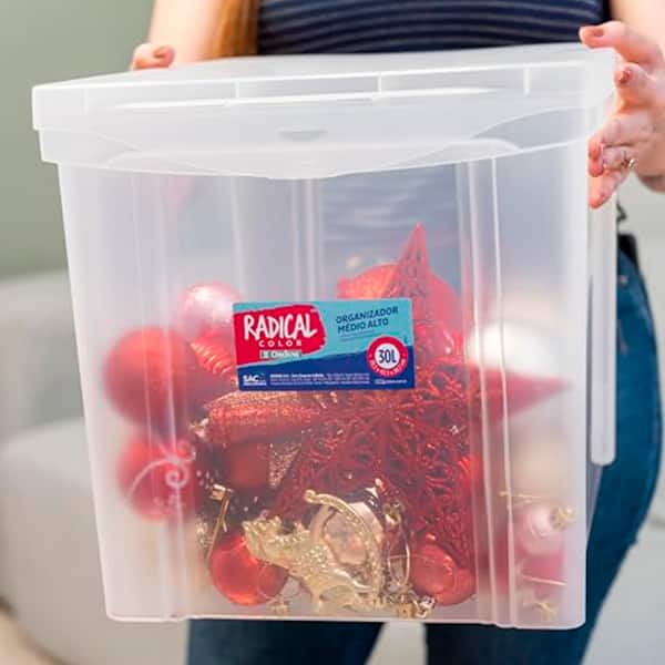 Caixa organizadora média alta cristal 30L 21201 Ordene PT 1 UN