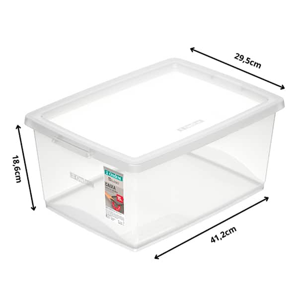 Caixa organizadora c/trava cristal 15L OR80500 Ordene PT 1 UN