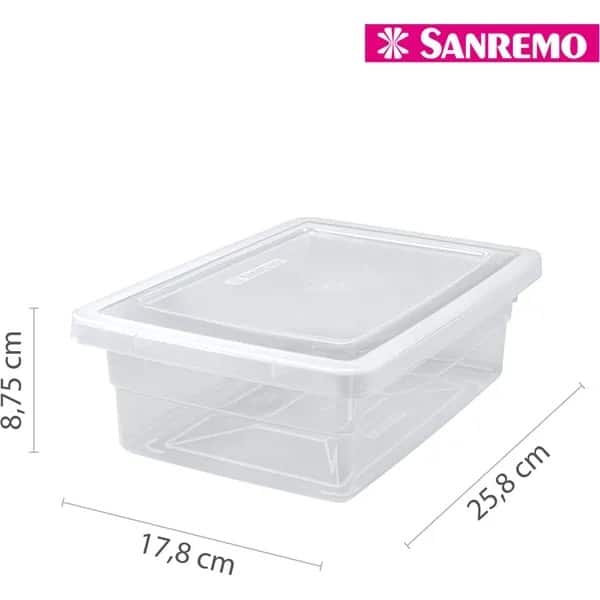 Caixa Organizadora com Tampa 2,5L, Cristal, SR2502, Sanremo - CX 1 UN