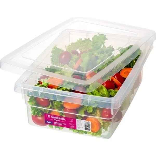 Caixa Organizadora com Tampa 2,5L, Cristal, SR2502, Sanremo - CX 1 UN