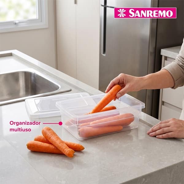 Caixa Organizadora com Tampa 2,5L, Cristal, SR2502, Sanremo - CX 1 UN