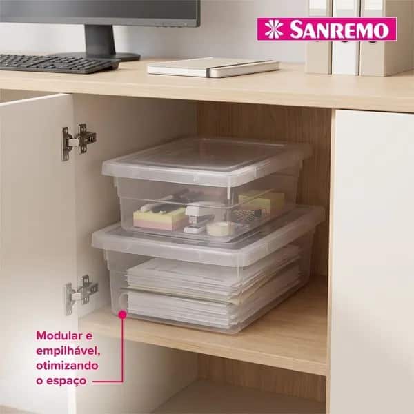 Caixa Organizadora com Tampa 2,5L, Cristal, SR2502, Sanremo - CX 1 UN