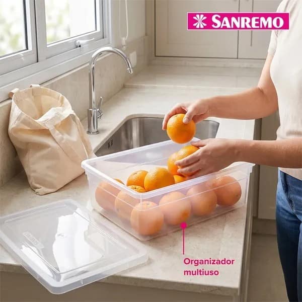 Caixa Organizadora com Tampa 5L, Cristal, SR2505, Sanremo - CX 1 UN