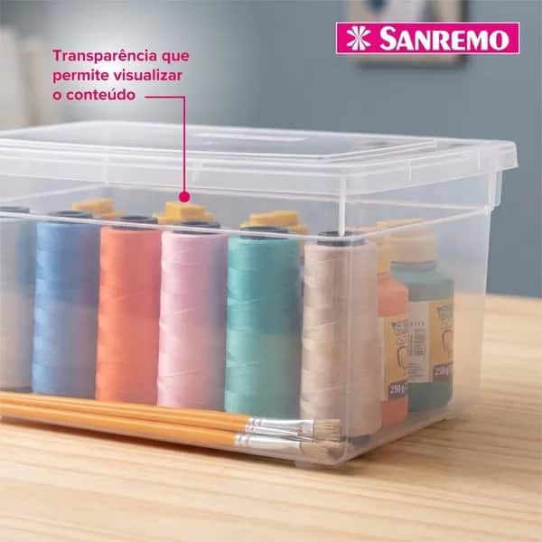 Caixa Organizadora com Tampa 5L, Cristal, SR2505, Sanremo - CX 1 UN