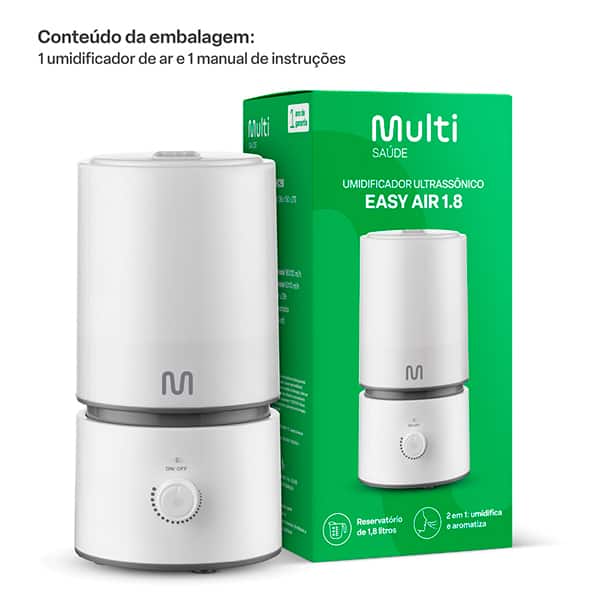 Umidificador de ambiente 1,8L bivolt Easy Air HC290 Multilaser CX 1 UN Umidificador de ambiente 1,8L bivolt Easy Air HC290 Multilaser CX 1 UN