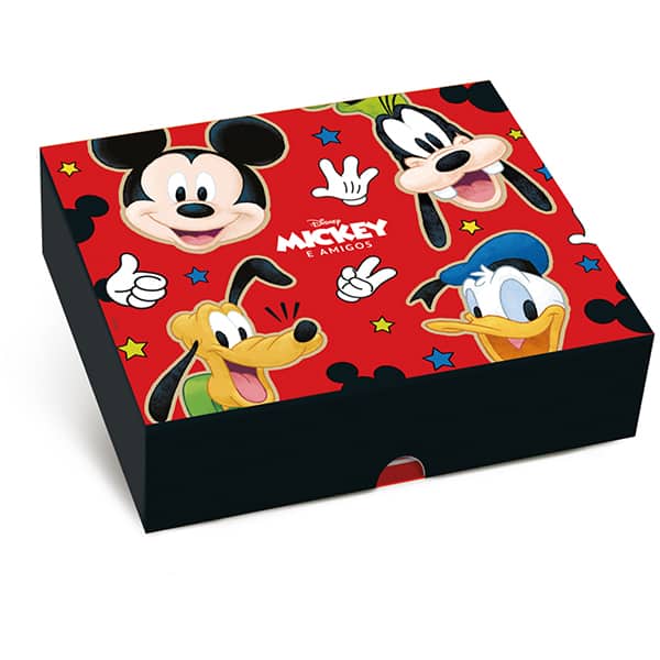 Caixa para presente com tampa P, Mickey e Amigos, 17 x 13,5 x 4,5 cm, Cromus - CX 1 UN Caixa para presente com tampa P, Mickey e Amigos, 17 x 13,5 x 4,5 cm, Cromus - CX 1 UN