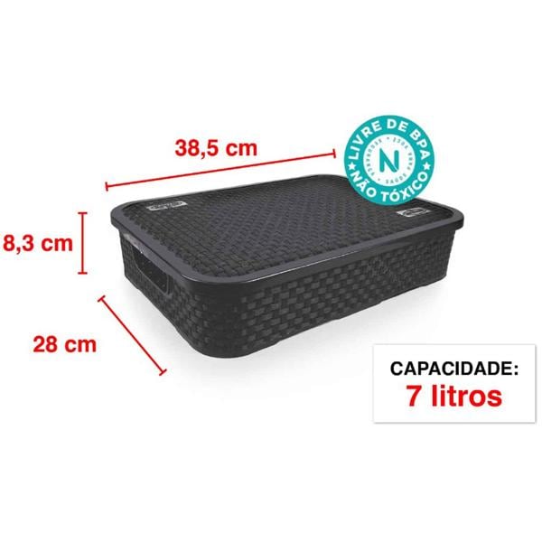 Caixa organizadora com alças Rattan preto 7L 261/P Nitron - 1 UN